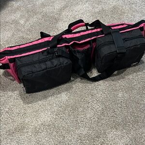 Yoga Addict carry all bag pink & black gently used for mat blocks small weights